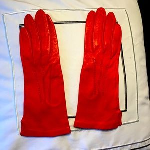 Silk lined red leather gloves